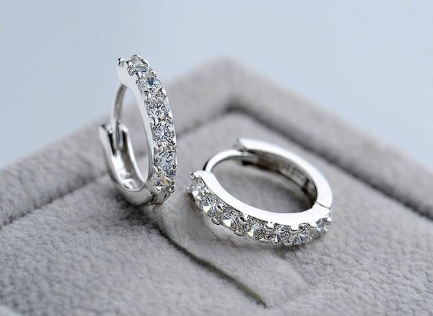 Mother Day Diamond Hoop Earrings